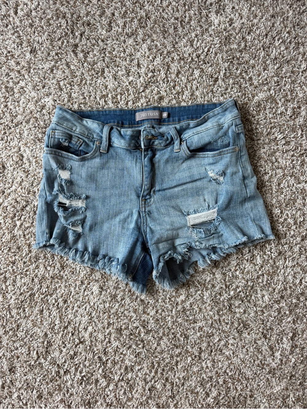 Just USA Light Wash Ripped Denim Shorts - Picture 1 of 1